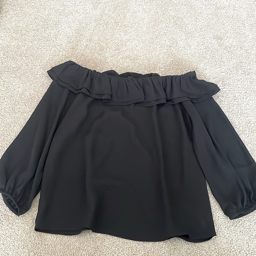J. Crew Mercantile off the shoulder ruffle top.